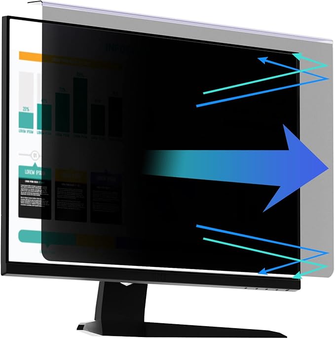 RedANGEL Computer Privacy Screen Protector for 27 Inches Monitor Anti Blue Light 16:9 Widescreen Filter Hanging Type Anti Scratch Easy Installation Shield for Desktop Computer