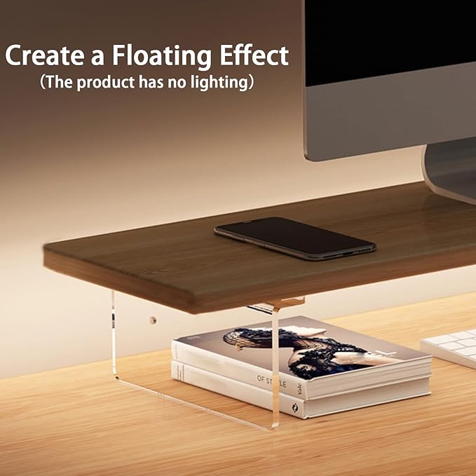 Anti-slip Monitor Stand Riser 2.16/3.34 Inch 2 Height Adjustments Clear Acrylic Stand with Clear Anti-slip Mat, Desk Accessories Screen/PC/Printer/Laptop/Mirror Riser 7.8 x 15.7 Inch (Black)