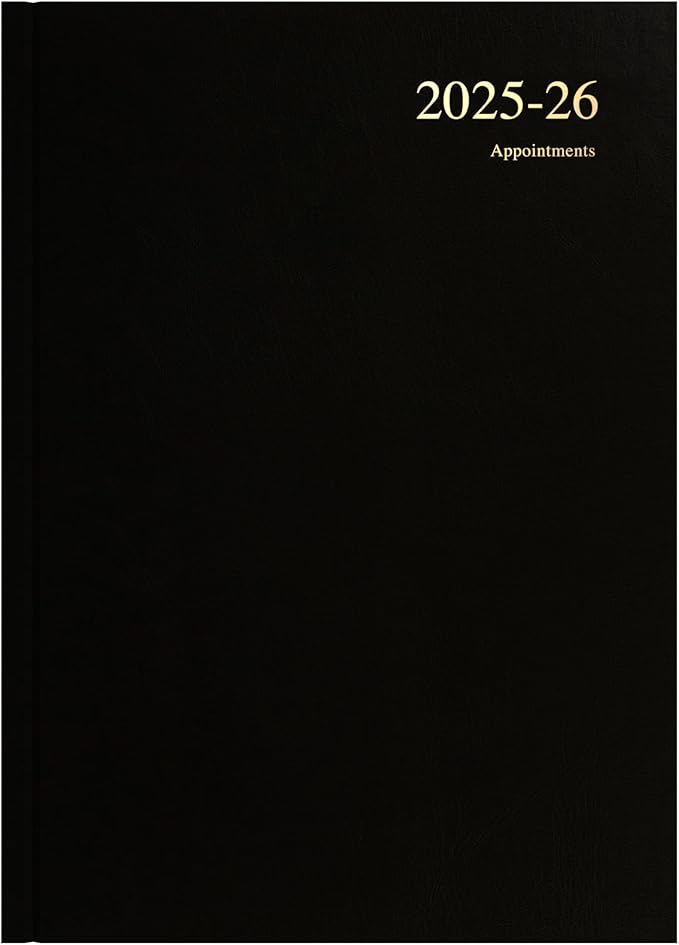 Collins 'Essentials' 12 Month Mid/Academic Year Planner, July 2025-July 2026 - ESSA43M.99-2526 - Week-to-View Appointments Diary, A4 Hard Cover, Black