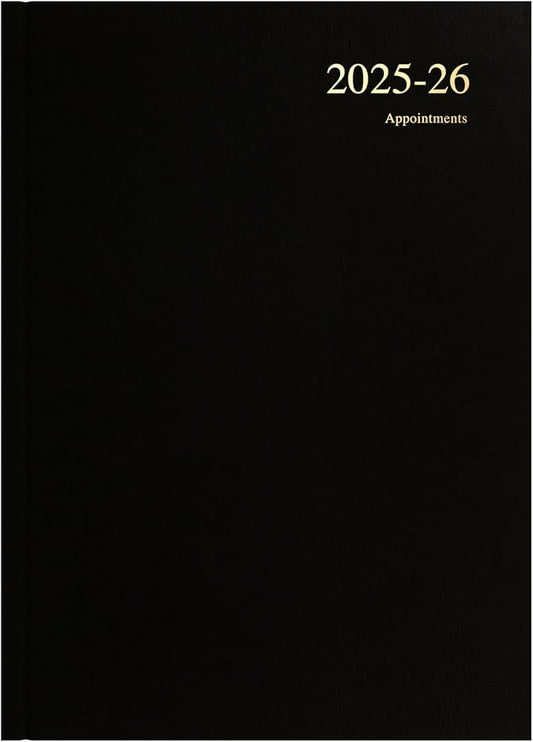 Collins 'Essentials' 12 Month Mid/Academic Year Planner, July 2025-July 2026 - ESSA43M.99-2526 - Week-to-View Appointments Diary, A4 Hard Cover, Black