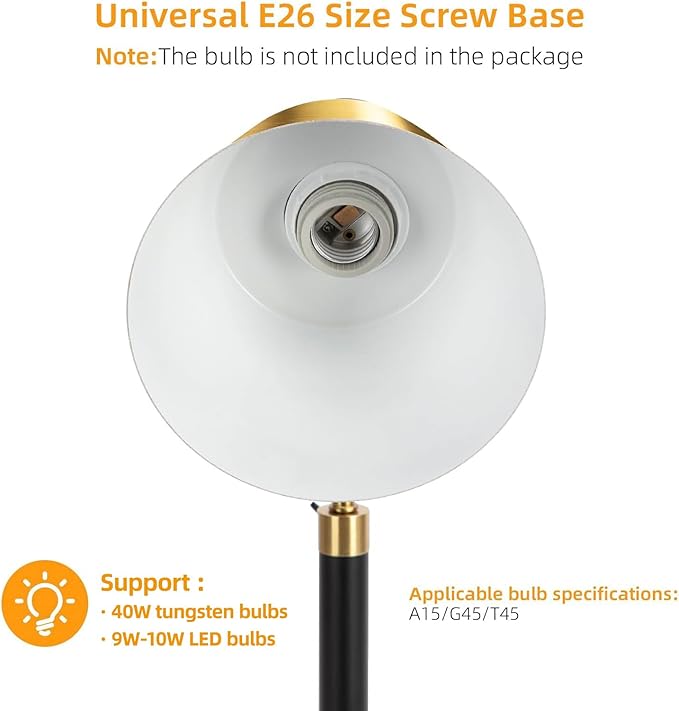 Desk Lamp - Heavy Duty Metal Task Light, USB-C & AC Outlet, Easy Assembly with Cord Guide, Adjustable Head for Office Home Study, Matte Black & Brushed Brass (Bulb Not Included)