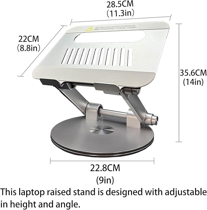 Laptop Stand for Desk, Adjustable Computer Stand with 360° Rotating Base, Ergonomic Laptop Riser for Collaborative Work, Foldable & Portable Laptop Stand, fits for All 10-16" Laptops