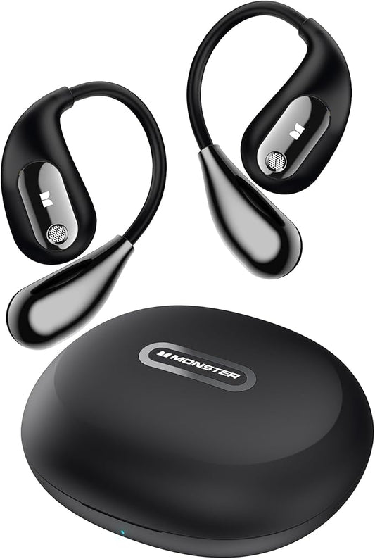 Monster Open Ear AC210 Headphones, Bluetooth 5.4 Earphones Stereo Sound, Wireless Headphones 30 Hours Playback, Type-C Charging, HD Clear Calls, Touch Control, IPX5 Waterproof Open Ear Earbuds,Black