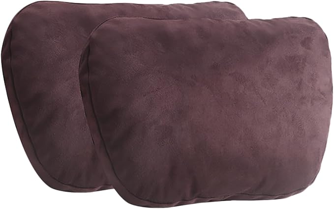 2PCS Car Pillow for Car Neck Pillow for Driving Seat Lumbar Support Soft Cushion with Extra Filling Accessories Back Support for Travel Nap and Trips Sleeping (Coffee, Head)