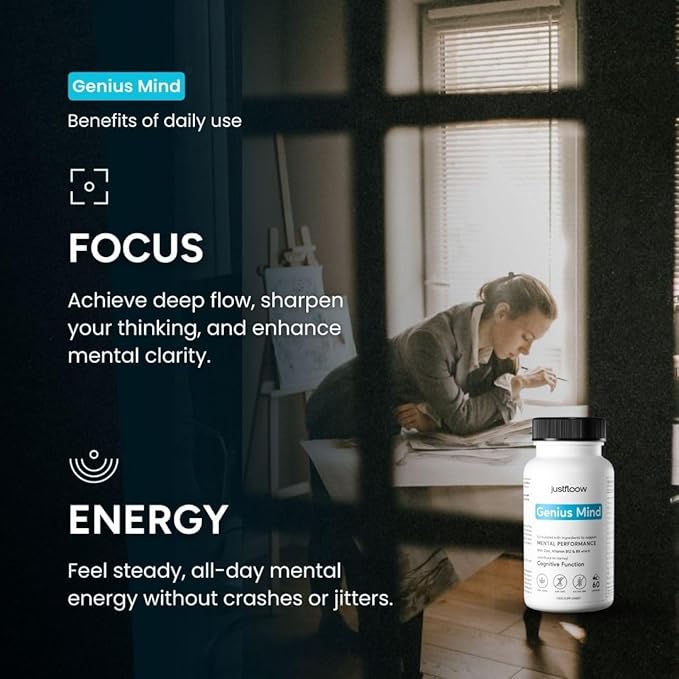 Genius Mind® Nootropic Brain Supplement, Support Cognitive Function, Energy Levels, Focus & Memory Function - 17 Brain Boosting Ingredients Including Lions Mane, Bacopa, Ginkgo & Vitamin B12