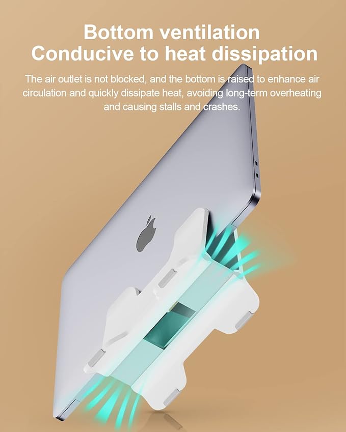 Hagibis Vertical Laptop Stand Desktop for Desk Gravity Locking Holder Dock Save Space Improves Airflow for MacBook Pro, Mac Mini, Surface, HP, Dell, Chrome Book (White ABS)