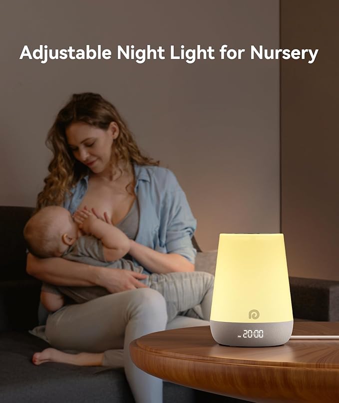 Dreamegg Nite 1 - Baby Sound Machine, Sleep Trainer, Night Light for Kids, Ok to Wake Alarm Clock, 34 Soothing Sounds, App Control, White Noise Sound Machine for Baby Kids Nursery(Sleepy Ellie)