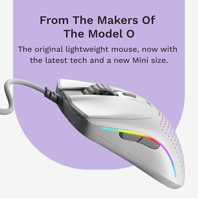 Glorious Model O 2 Mini Wired Gaming Mouse: Superlight 49g, 26K Optical Sensor, Motion Sync, 80M Clicks, 6 Programmable Buttons, Mouse for Small Hands, FPS, MMO, MOBA, Battle Royal Mouse, White