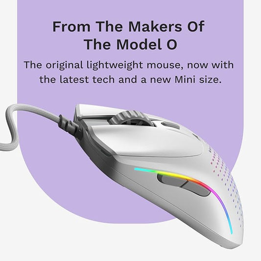 Glorious Model O 2 Mini Wired Gaming Mouse: Superlight 49g, 26K Optical Sensor, Motion Sync, 80M Clicks, 6 Programmable Buttons, Mouse for Small Hands, FPS, MMO, MOBA, Battle Royal Mouse, White