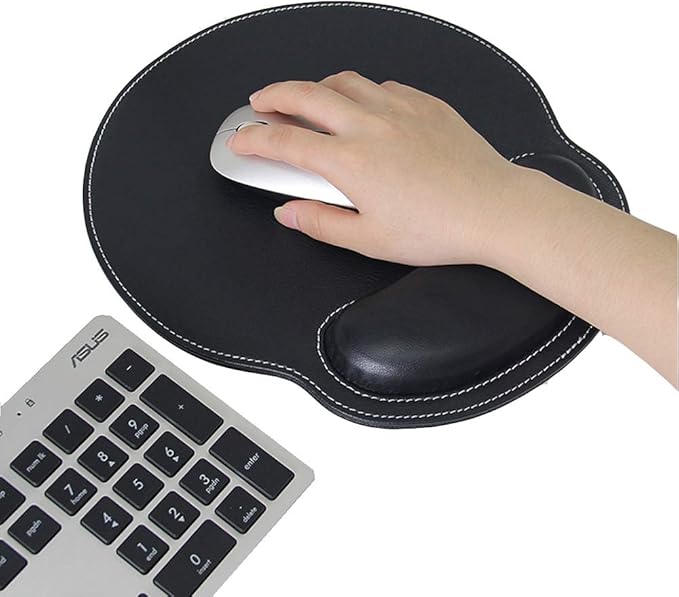 RICHEN Ergonomic PU Leather Mouse Pad with Wrist Support,Comfort Memory Foam,Waterproof Surface，Non- Slip Rubber Base for Computer Laptop & Mac,Lightweight Rest for Home,Office & Travel (Brown)