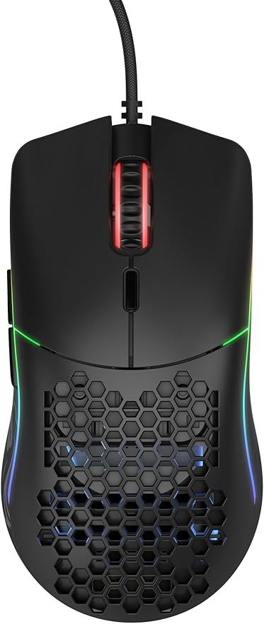 Glorious Model O- (Minus) Compact Wired Gaming Mouse - 58g Superlight Honeycomb Design, RGB, Pixart 3360 Sensor, Ambidextrous, Omron Switches - Matte Black