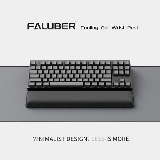 Faluber Cooling Gel Wrist Rest, 14.3-inch Length for Tenkeyless Keyboard, Memory Foam Palm Rest with Non-Slip Footpad, Ergonomic Design, Stain Resistant, PC Accessory Gaming Gear (Medium-TKL)