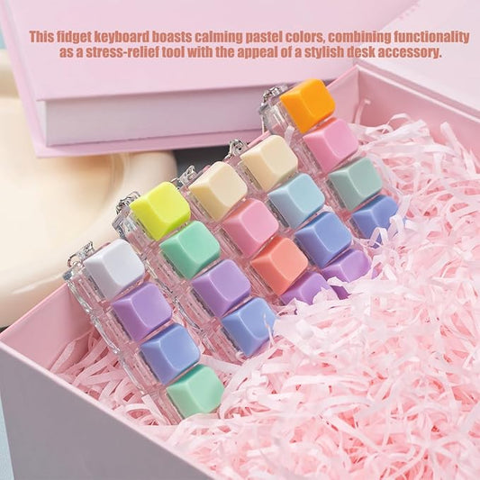 5Pcs Keyboard Fidget Toy, Colorful Loud Fidget Keyboard Keychain 4-in-1 Keyboard Clicker Fidget Toy Stress Relief, Fidget Sensory Fun Toys for Anxiety Decompression