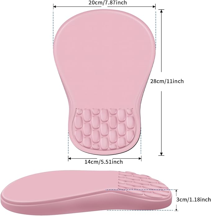 Ergonomic Mouse Pad with Wrist Rest Support, Mousepad with Comfortable Memory Foam Wrist Rest and Non-Slip PU Base for Pain Relief, Computer, Laptop, Office, Home (Pink)