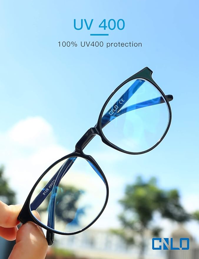 CNLO Blue light blocking Glasses,Computer Gaming Glasses,TV Glasses，For UV Protection,Anti Eyestrain,Lightweight Frame Eyewear,Opaque Men/Women(BLACK)