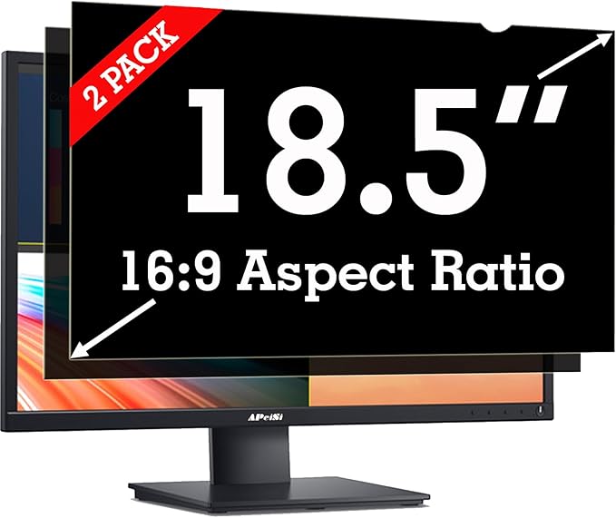 [2 Pack] 18.5 Inch Privacy Screen Filter for Widescreen 16:9 Monitor | Privacy Shield | Anti-Glare | Anti-Blue light Protector | Eye Protection | Computer Security Private Filter