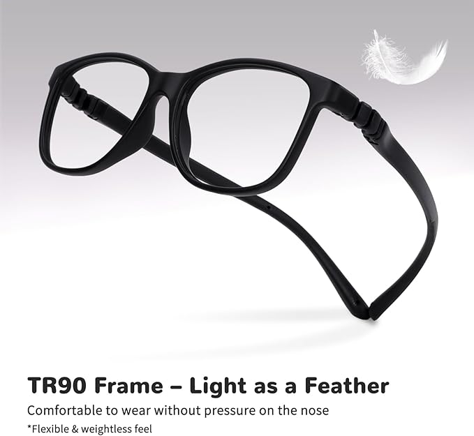 BiBiBear Toddler/Kids/Teens Glasses - Unbreakable TR90 Frame, 180° Flexible, Lightweight & Safe Glasses for Kids Age 2-15