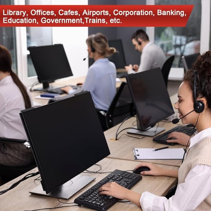 Magnetic Hanging Computer Privacy Screen Filter for 19.5 Inch, Removable Aluminum Alloy Privacy Shield for 16:9 Widescreen Monitor, Eye Protection Blue Light Filter