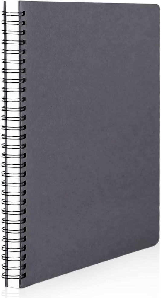 EUSOAR Spiral Notebook, 1 Pack 5.5" x 8.3" 160 Pages Grey A5 College Ruled Notebooks, Hardcover Lined Travel Writing Notebooks, Memo Notepad, Office Meeting Essentials Composition School Supplies