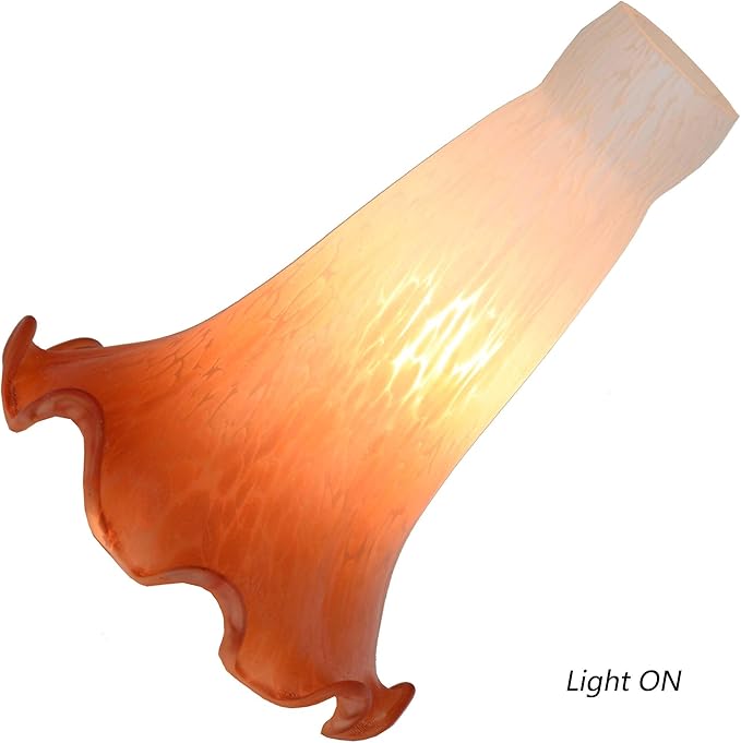 Bieye LS91S Lily Flower Blown Glass Lampshade (White Orange, Opening I.D. 0.87" x O.D. 1")
