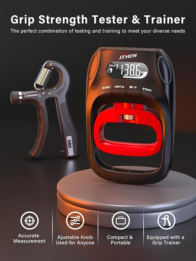 Grip Strength Tester Trainer - Electronic Hand Dynamometer of 400lbs/180kg & Grip strengthener with Adjustable Resistance for Sports