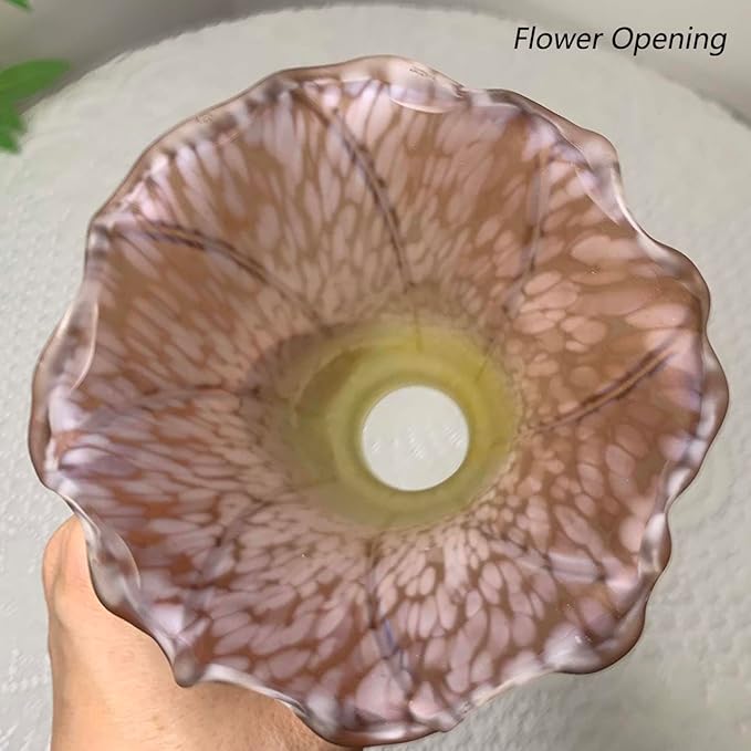 Bieye LS18 Lily Flower Blown Glass Lampshade (Yellow Brown, Opening I.D. 1.26" x O.D. 1.5")