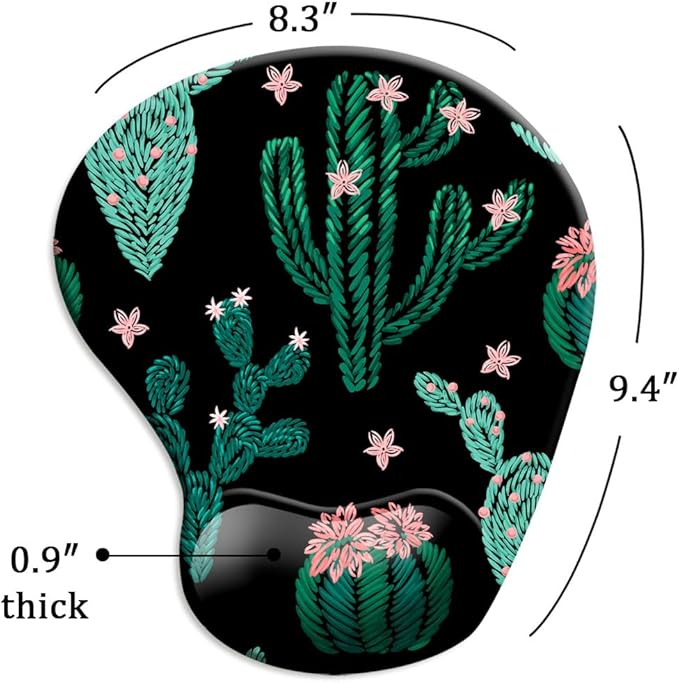 DOOKE Ergonomic Mouse Pad with Wrist Support and Coaster,Mouse Pads with Non-Slip PU Base for Home Office Working Studying Easy Typing & Pain Relief Cute Cactus