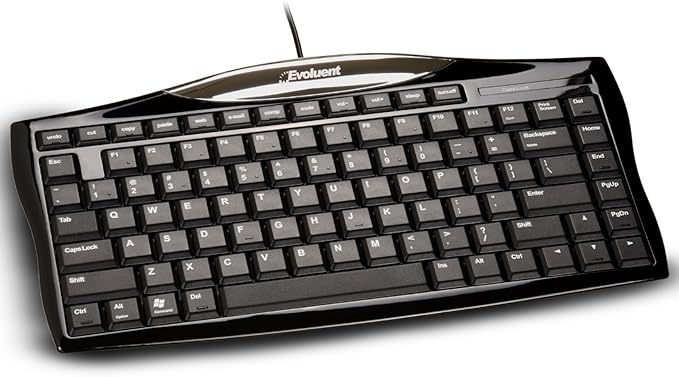 Evoluent Wired Compact Keyboard – Compact Keyboard, Portable Wired Keyboard – No Numeric Pad for Ergonomic Comfort, Keeps Mouse Closer to Reduce Arm Strain, Low Profile Scissor Keys