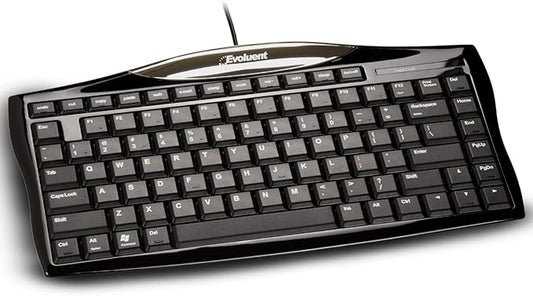 Evoluent Wired Compact Keyboard – Compact Keyboard, Portable Wired Keyboard – No Numeric Pad for Ergonomic Comfort, Keeps Mouse Closer to Reduce Arm Strain, Low Profile Scissor Keys