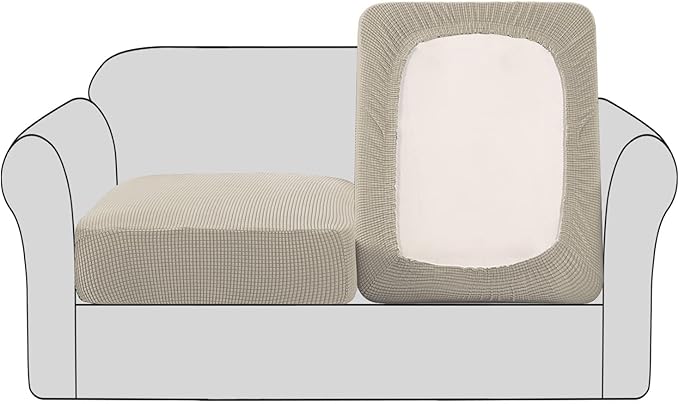 H.VERSAILTEX High Stretch Couch Cushion Covers,Chair Sofa Seat Slipcovers Couch Cushion Cover Stretch Furniture Protector for Kids, Pets(2 Packs Cushion Loveseat Covers, Island Fossi)