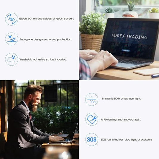 Computer Privacy Screen Filter for Widescreen Monitor - Anti-Glare, Blue Light Reduction, and Privacy Shield Protector - 23 Inch 16:9 Aspect Ratio