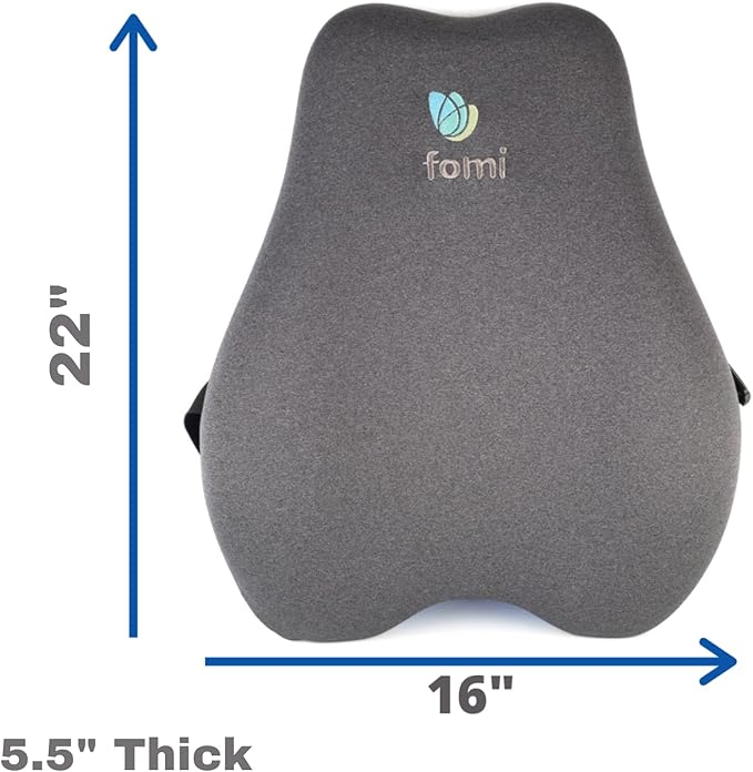 FOMI Extra High Back Lumbar Support Pillow | Thick Thoracic Foam Pad for Car, Home, Office, Gaming Chair, Wheelchair, Recliner | Sciatica, Tailbone Pain Relief | Upper Lower Backrest, Posture Aid