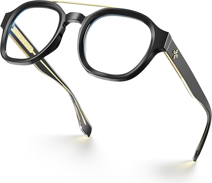 VISOONE Retro Round Anti Eyestrain Metal Medium Eyewear Blue Light Blocking Glasses for Computer Gaming Women Man SANFORD