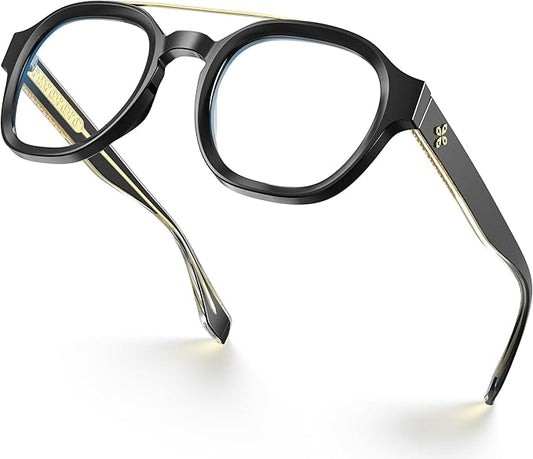 VISOONE Retro Round Anti Eyestrain Metal Medium Eyewear Blue Light Blocking Glasses for Computer Gaming Women Man SANFORD