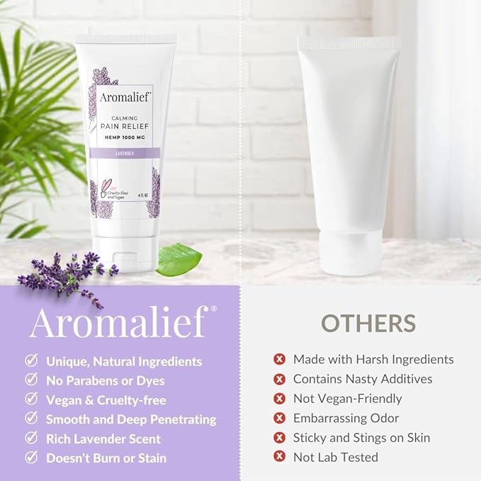 Hemp Cream with Lavender Aromatherapy - 1000MG Made in USA - Muscle & Joint Relief - Menthol, Glucosamine, Chondroitin MSM - Vegan