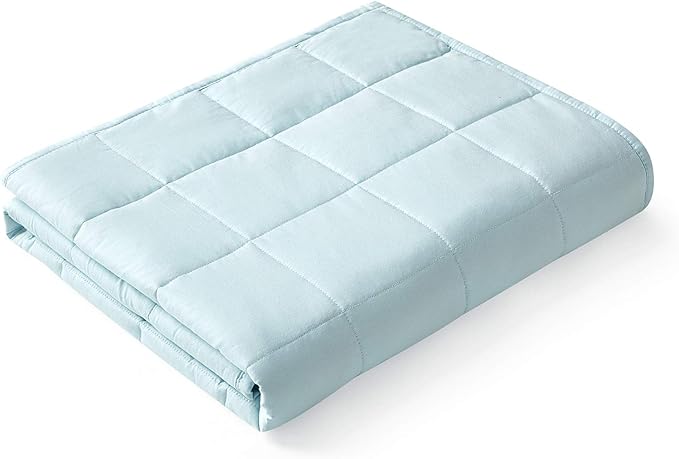 YnM Weighted Blanket,Heavy 100 Percent Oeko-Tex Certified Cotton Material(Light Blue, 80''x87'' 30lbs), Two Persons(140~240lb) Sharing Use on Queen/King Bed | A Duvet Included