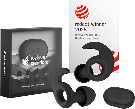 Welove Ultra-Comfy Ear Plugs with First-Ever UV Sanitizer—Reusable Earplugs for Sleep, Focus, Travel, and Noise Sensitivity |Hearing Protection |Customizable Fit | 18dB NRR Noise Reduction