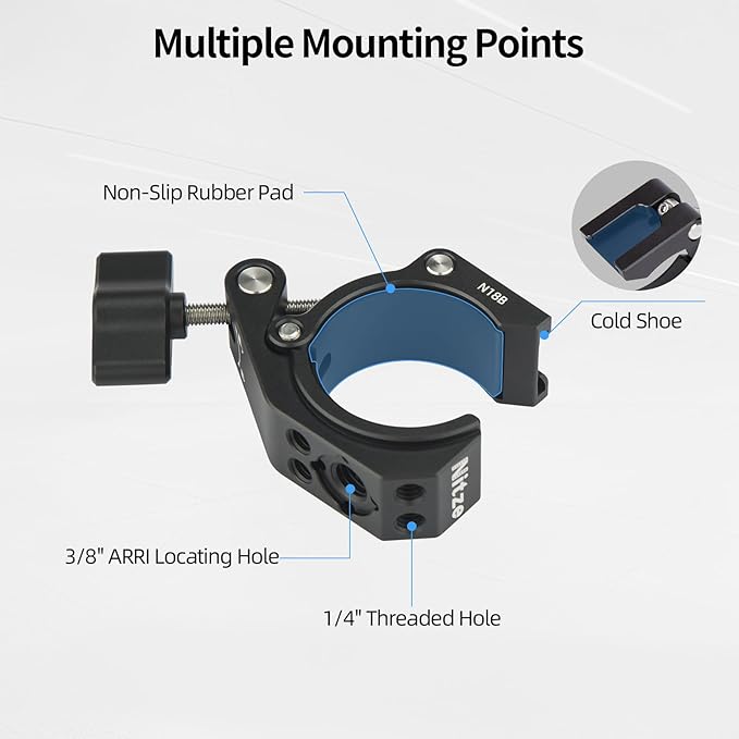 Nitze Super Clamp, Camera Crab Clamp with 3/8” to 1/4” Thread Adapter for Cameras, Lights, Hooks, Shelves, Tripods and Cross Bars - N18B