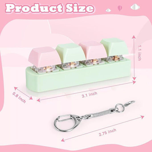 Keyboard Fidget Toy for Adults Keyboard Clicker with LED Light Keychain Fidget Stress Relief Sensory Toy