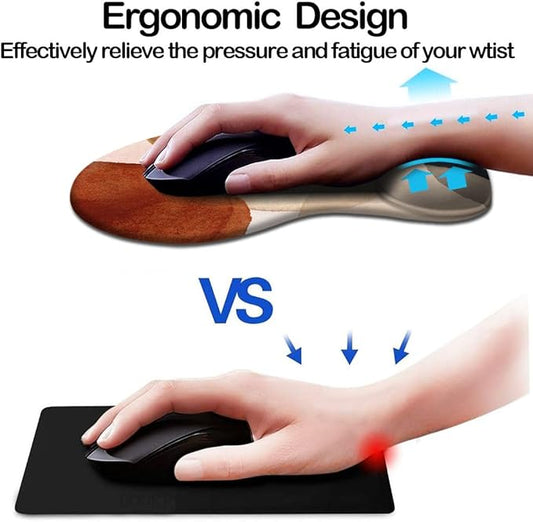 DOOKE Ergonomic Mouse Pad with Wrist Support and Coaster,Mouse Pads with Non-Slip PU Base for Home Office Working Studying Easy Typing & Pain Relief Aesthetic Art
