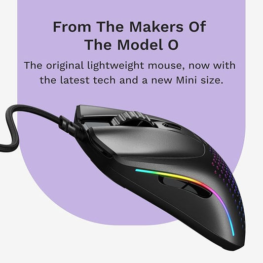 Glorious Model O 2 Mini Wired Gaming Mouse: Superlight 49g, 26K Optical Sensor, Motion Sync, 80M Clicks, 6 Programmable Buttons, Mouse for Small Hands, FPS, MMO, MOBA, Battle Royal Mouse, Black