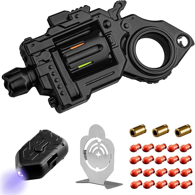 Metal Fidget Toys Gun Adults - Alloy Fidget Spinner Slider Clicker & Launcher Toy EDC Fidget Gun with Bullets and Target Stress Relief Focus Tool (Black)