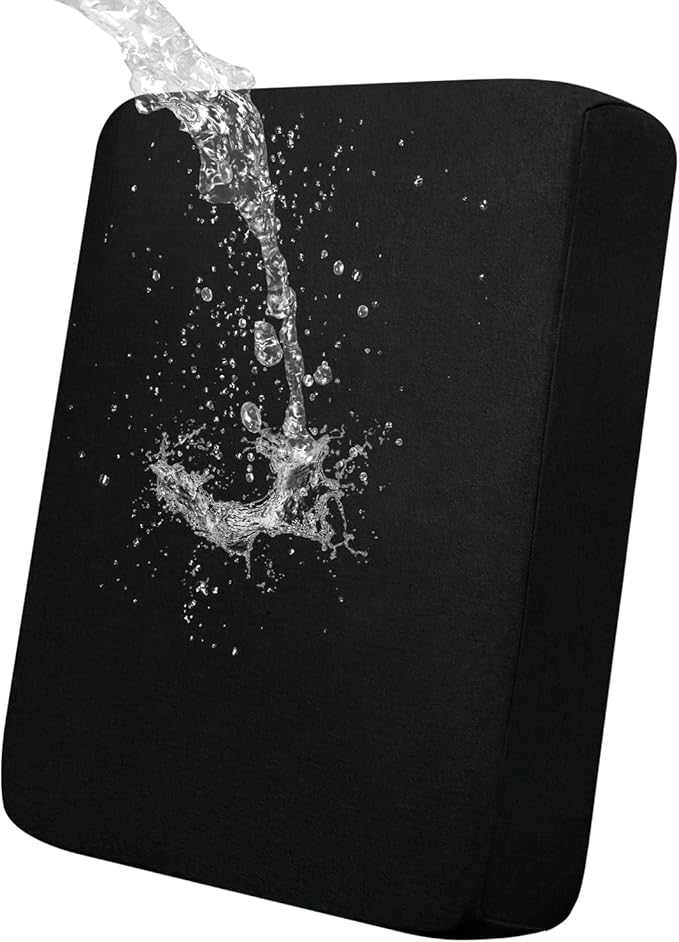 Easy-Going 100% Waterproof Chair Sofa Seat Cushion Slipcovers Couch Cushion Cover Stretch Furniture Protector for Kids, Pets (Chair Cushion, Black)