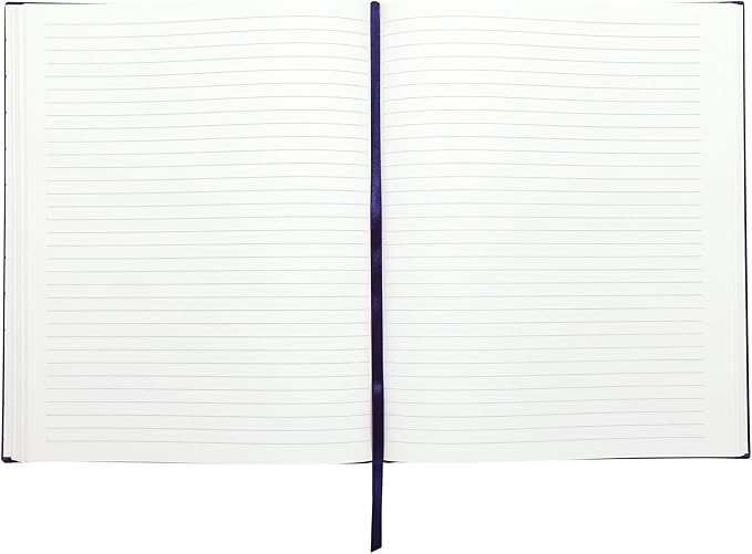 Eccolo Large Lined Journal Notebook, Hardbound Cover, Writing Journal, 256 Ruled Ivory Pages, Ribbon Bookmark, Lay Flat, Desk Size, Make Yourself A Priority (Navy Blue, 8x10 inches)