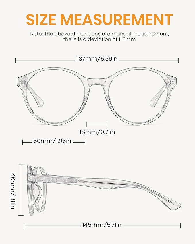 Cyxus TR90 Oversized Blue Light Blocking Glasses Women - Spring Hinge Round Frame Computer Use Anti Eye Strain 8018