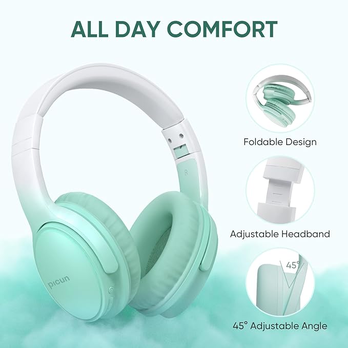 Wireless Headphones, Bluetooth Over Ear Headsets with Microphone, Hi-Fi Audio, 60H Playtime, Touch Control, Foldable Lightweight, On-Ear Headphones for Girls Women, Travel, Work,