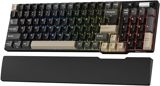 RK ROYAL KLUDGE RK96 RGB Limited Ed, 90% 96 Keys Wireless 3-Mode BT5.0/2.4G/USB-C Hot Swappable Mechanical Keyboard w/Wrist Rest, Volume Control, Software, Massive Battery, RK Viridian Switch
