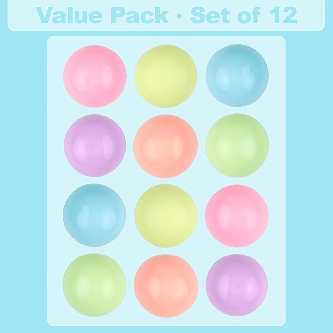 12pc Value Pack - Squeeze Balls in Glow in The Dark Colors - Fidget Toy Stress Balls for Adults and Kids - Anxiety Relief Items to Squish, Squeeze, Throw and Stick Fidgets for Kids