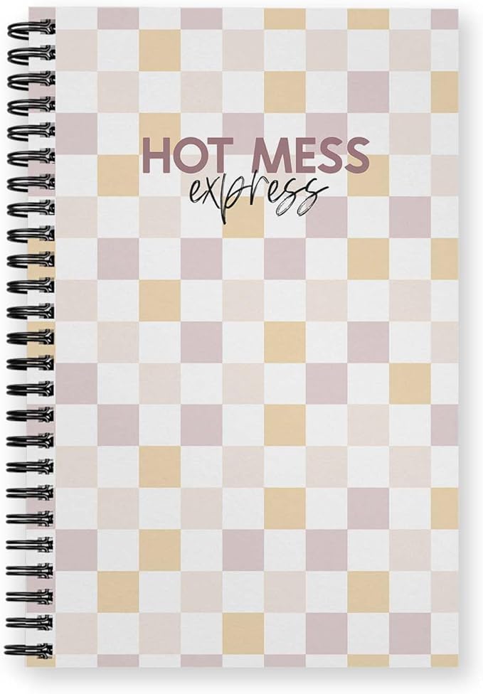 Hot Mess Express Spiral Notebook / 5.5" x 8.5" Journal / 120 Planner Pages/Durable Gloss Laminated Softcover/Black Wire-o Spiral Binding/Made in The USA