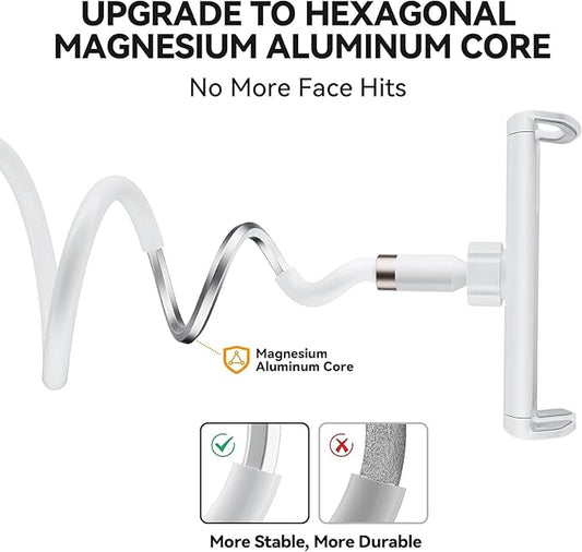 Gooseneck Tablet Holder, Tablet Stand : Flexible Arm Clip Mount Compatible with iPad mini Pro Air, Kindle, Switch, Galaxy Tabs, More 4.7-11" Devices- (White)